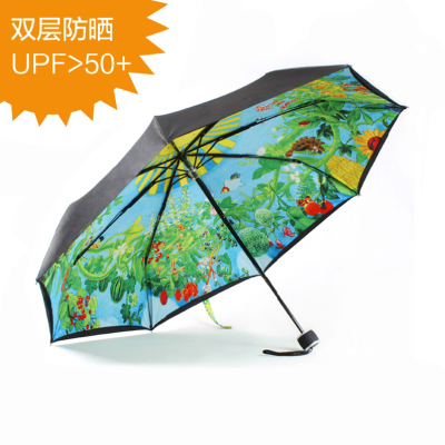日本动漫宫崎骏龙猫晴雨伞 黑胶双层超强防晒折叠遮阳伞包邮