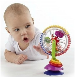 美国Sassy三色旋转摩天轮婴儿带吸盘创意益智玩具