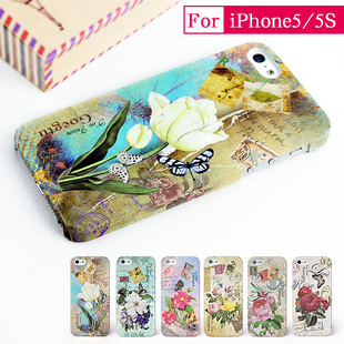 歌兔 iPhone5S手机壳 苹果5保护壳 英伦风复古花纹磨砂壳 5S外壳