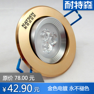 耐特森 LED节能天花灯射灯筒灯3W流金色高品质玄关灯具 NTS-T307