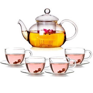 清仓特价耐热玻璃茶具套装 花茶壶 水壶 透明茶杯功夫红茶壶600ml