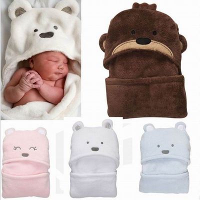 秋冬造型婴儿珊瑚绒包被抱毯 新生儿保暖小熊毛毯宝宝浴巾睡袋
