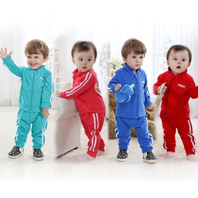新款婴幼儿衣服男童装女宝宝春秋装运动套装0-1岁2-3岁BB休闲服
