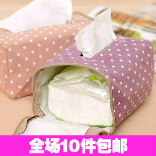 新款韩版波点纸巾盒 欧式创意纸巾抽 布艺车用厕所抽纸盒纸巾盒套