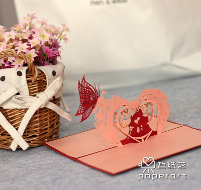 diy手工制作可折叠式蝶之恋纸雕模型 3D立体精美节日生日纸雕贺卡