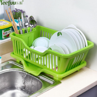 乐服 加厚塑料盖置物架整理碗柜碗碟盘沥水架滤水篮碗碟架