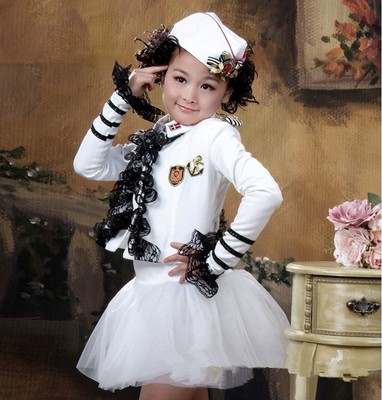 儿童舞台演出表演舞蹈合唱服装 女童女兵海军空军军官爵士舞