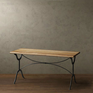 美式乡村拼花实木铁艺桌 时尚现代家具书桌 客桌 办公桌 电脑桌