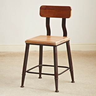 LOFT风格复古实木铁艺家居餐椅宜家靠背椅休闲电脑桌椅创意办公椅