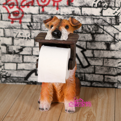 欧式创意家居生活用品 浴室厕所纸巾盒厨房纸巾架 树脂仿真狗摆件