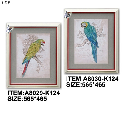 装饰画－原版进口装饰画鸟鹦鹉彩色组合挂画高品质客厅书房装饰画