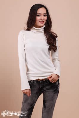 2014春季新款女士装堆堆领羊绒打底衫毛衣喇叭袖羊绒毛衣特价促销