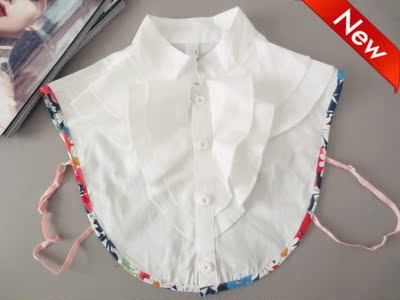 2件包邮原创韩国假领子荷叶边花边领女式衬衫白色复古装饰假衣领