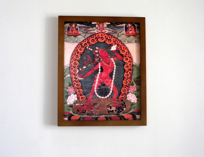 西藏老唐卡那若空行母 家居装饰画挂画有框画 镇宅辟邪 包邮