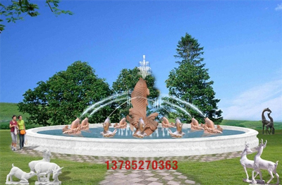 喷水鱼园林加湿摆件户外室外流水水景景观雕塑喷泉摆件雕刻石刻