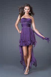 2014新款 prom dress长款礼服晚装 抹胸晚宴新娘敬酒礼服紫色礼服