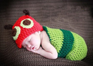 手工编织动物造型毛毛虫睡袋百天宝宝儿童摄影服装百日照周岁照