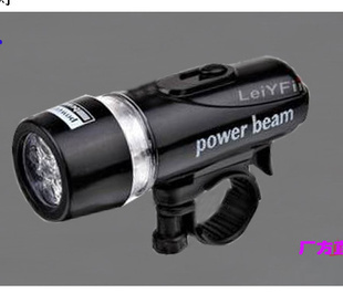 黑色多功能自行车灯 5头LED强光手电骑行装备 自行车前灯批发50克