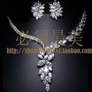 L341 水晶珍珠 仿真钻石豪华项链 套装婚礼饰品新娘宴会项链包邮
