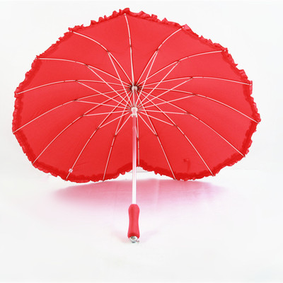 特价包邮创意个性心形大红色遮阳婚礼婚庆新娘结婚用伞长柄晴雨伞