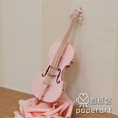 小提琴模型乐器模型纸雕贺卡 diy手工制作 立体剪纸拼装纸模型
