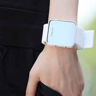 2015夏季新款LED镜子表 韩版时尚学生果冻表方形镜面男女电子手表