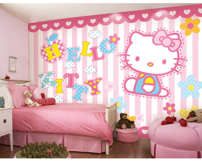 hello kitty 凯蒂猫KTV包房壁纸壁画儿童房墙纸背景墙个性化定制
