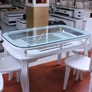 成都爱家新款钢琴烤漆餐桌餐椅组合椭圆形简约欧玻璃餐桌组合双层