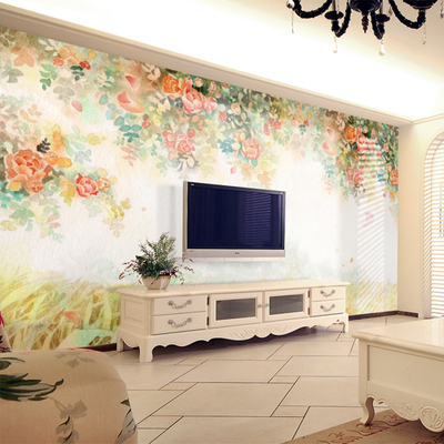 包邮大型壁画 定制酒店电视客厅沙发卧室背景墙纸壁纸 暖色月季花