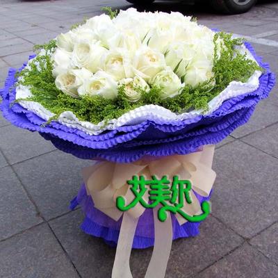 潍坊33 99朵白玫瑰鲜花速递同城奎文区鲜花实体店情人节花束礼物