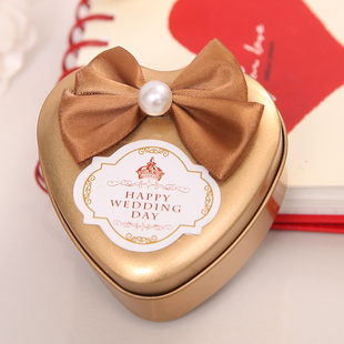 喜糖盒糖果婚庆婚礼糖 欧式 创意 马口铁盒 金色铁盒 成品发货