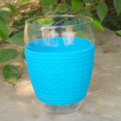 硅胶盖子杯套炫彩杯 玻璃水杯 耐高温玻璃茶杯 情侣杯子