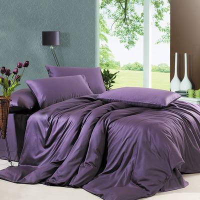 J.K家纺床上用品　 欧式床品高档全棉四件套 纯紫色