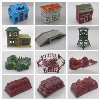 房子桥树石头山路标导弹炮兵人DIY军事建筑心理沙盘材料玩具模型