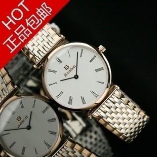 正品新款男士手表 帮斯顿正品 超薄罗马数字金色手表钢带石英男表