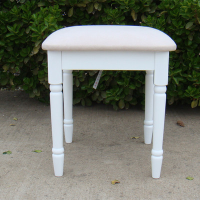 欧式梳妆凳田园实木椅化妆台凳美甲凳白色简约换鞋凳方凳钢琴凳