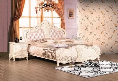 欧皇玫瑰8801欧式双人床2.2米加长加大床 欧式大床婚床法式皮艺床