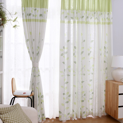 木子阁 田园窗帘 客厅卧室飘窗定制成品小清新遮光布 绿色窗帘布