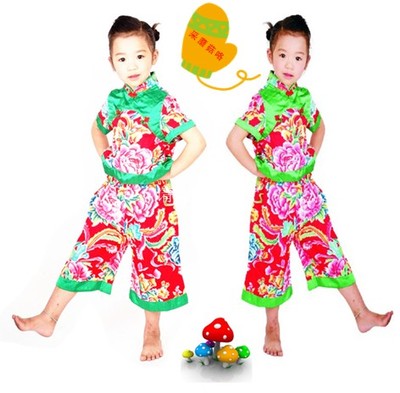 儿童舞台花布衫蘑菇表演服装儿童采蘑菇的小姑娘舞蹈服/舞蹈戏服