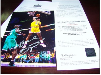 美国订购  NBA湖人队  科比UD照片签字 带证书  定金