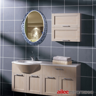 爱丽名镜 椭圆浴室镜 欧式卫浴镜子 梳妆镜无框卫生间镜AL-CD041