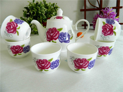 促销 骨瓷富贵牡丹功夫茶杯茶具套装 陶瓷茶具整套 功夫茶具高档