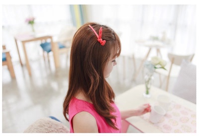韩版新款发饰头饰缎带兔耳朵发夹边夹一字夹刘海发卡夹子