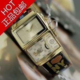 名牌正品机器手表 手镯式女士手表宽带手表时装表女表 金色手表