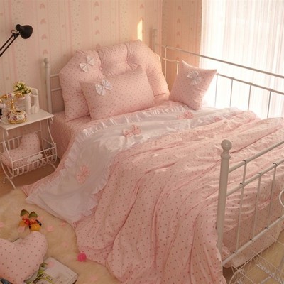 波点公主韩国淑女粉色宿舍寝室单人床单全棉儿童床上用品三四件套