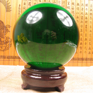 水晶球摆件绿水晶球摆件 吉祥物生机勃勃 水晶摆件