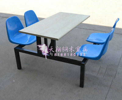 厂家直销快餐桌 工厂学校食堂餐桌椅 连体餐桌 玻璃钢餐桌椅