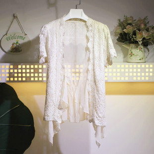 2013 秋季新品 韩国正品现货代购 雪纺蕾丝刺绣多层开衫蕾丝衫女
