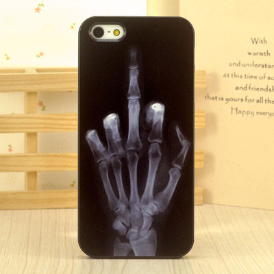 苹果iphone4/4s/5/5s套 个性文艺创意 骷髅手指X光 手机壳保护套