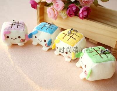 超可爱豆腐手机挂件包包挂件豆腐宝宝手机链毛绒玩具节日促销礼品